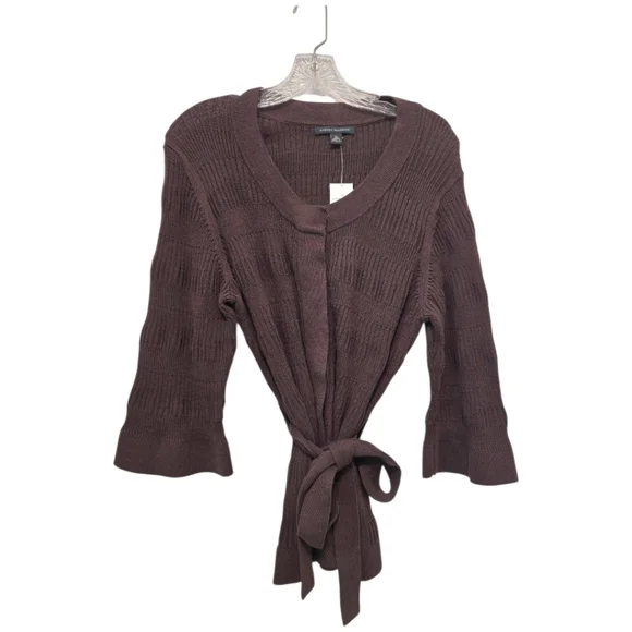 Banana Republic Belted Cardigan Jacket Dark Brown XL Textured 100% Cotton NWT - Picture 14 of 14